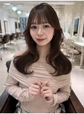 チョコブラウン/レイヤーカット/くびれ巻き/韓国ヘア/表参道