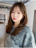 大人ガーリーロング顔周りレイヤー似合わせカット_F21394