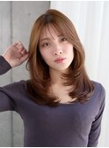 透明感カラーくびれロング似合わせカットミディアムレイヤー