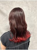 韓国風裾カラー×レッド