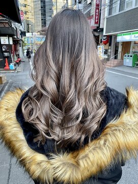 フォーク(FOLK) 恵比寿_バレイヤージュグラデーションカラー_ラベンダーアッシュ