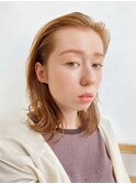 *オールバック風ロブ・オレンジベージュ