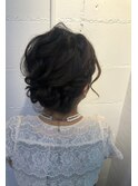 トップ ゆるふわ サイド 大きな 編み込み シニヨン ヘアアレンジ