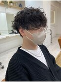 癖毛波巻きマッシュ