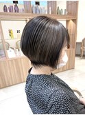大人ナチュラルレイヤーショートボブ丸みショート30代/40代/50代