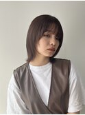 〇ミディアム伸ばしかけボブウルフこっくり艶カラー