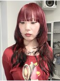 裾カラー/ワインレッド/赤髪/レッドヘアー／エンドカラー