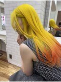 派手髪/イエロー/エンドカラー/オレンジ
