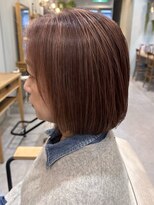 グラッシー センター北店(GLASSI)&nbsp;白髪ぼかしハイライト★ピンクベージュ★ぱっつんボブ★坂田