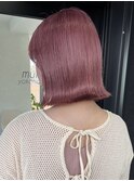横浜ブリーチカラー切りっぱなしミディアムレイヤーカット30代