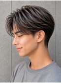 メンズ 韓国風センターパート×ツーブロック×ハイライト