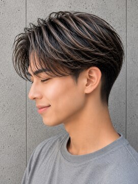 トゥルートラスト オムオム 甲府和戸(True Trust HOMME HOMME) メンズ 韓国風センターパート×ツーブロック×ハイライト