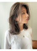 ハーフブリーチで作るシアグレージュ×センターパート
