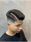 七三分け　barberスタイル　フェードカット