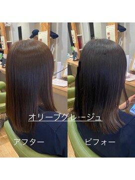 ブロッサム 東中野店 簡単スタイリングブリーチなしグレージュカラー