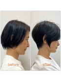 40代ショートカットひし形ショート後頭部ふんわり