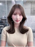 美髪韓国レイヤーイメチェン似合わせチェリーブラウンミニウルフ