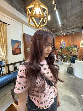 チャプター 問屋町(chapter) ケアブリーチピンクラベンダーベージュカラー顔まわりレイヤー