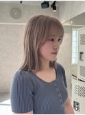 ブリーチ＆ダブルカラー/レイヤーボブ/ミルクティーベージュ