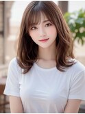 ミディアムレイヤー 美髪 透明感 イメチェン くびれ 髪質改善