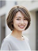 白髪ぼかしハイライトブリーチショートボブ