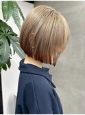 京都西院/ベージュカラー ブリーチ 髪質改善 裾カラー