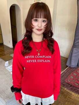 ヘアーアイスカルテット(HAIR ICI QUARTET) 顔周りレイヤー似合わせカットレッドブラウンカラー