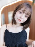 20代30代大人かわいい/シルキーベージュ/ストレートボブ/前髪