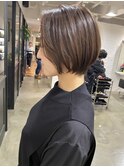表参道髪質改善カラーウルフショートボブアッシュグレージュ40代