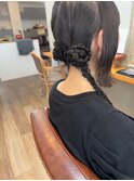 三つ編みお団子アレンジ