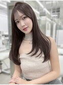 透明感グレージュカラー/シースルー前髪/ロングレイヤー/表参道