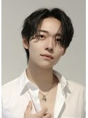 メンズヘアセンターパート毛流れカルマパーマ