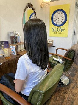 スロウ(SLOW)の写真/クセの強さに合わせた薬剤選定◎女性らしい丸みのある自然なスタイルで扱いも楽ちんストレートに♪