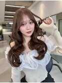 【出永彩花】韓国巻き/くびれヘア/ブラウンカラー/流し前髪