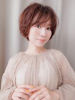 カバーヘア 上尾西口店(COVER HAIR)&nbsp;ミルクティーピンク流しバングマッシュショートボブ20代30代X