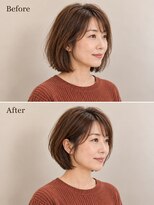 aptas 青山/表参道 白髪染め/白髪ぼかしハイライト/ボリュームアップエクステ&nbsp;表参道/青山/40代/ボブ