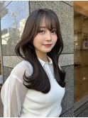 韓国くびれヘア/ミディアムヘア/レイヤーカット/ココアベージュ