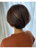 30代女性 丸みショート×ブラウンベージュ