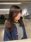 デザインカラーレイヤーカットウェットヘア夏オリーブベージュ