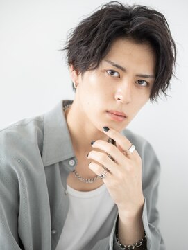 メンズヘア ビーセカンド 草加店(MENS HAIR B-2) センターパートスパイラルパーマフェードスタイルd草加