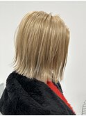 ミルクティーベージュ切りっぱなしボブ