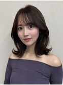 顔周りレイヤーカット/イメチェンヘアスタイル/外ハネボブ/韓国