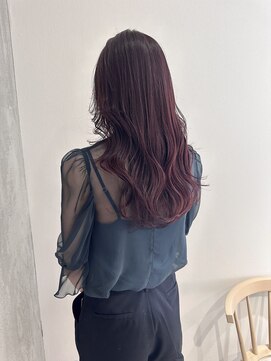 ヨーク(YOKE) YOKE ワインレッドボルドーブリーチなしダブルカラー艶髪