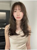 韓国レイヤーカット/透け感のあるグレージュ