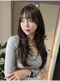 韓国レイヤーカット×オリーブブラウン