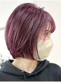 ピンクパープルショート[新宿駅/イメチェン/チェリーブラウン]