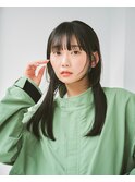 顔まわりカット/黒髪ストレートセミロング