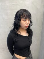 ファイブバイジエクト 堀江(FIVE by The Ect)&nbsp;ウルフパーマ　パーマスタイル　黒髪パーマ　前髪パーマ