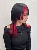 JILL STUDIO　ロングウルフ/インナーカラー/レッドカラー×黒髪