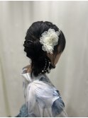くらげヘア/シニヨン/サイドくらげヘア/浴衣/兵児帯/花火大会